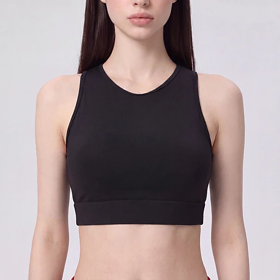Anna-Kaci Women's Cropped Sports Bra Tank with High Neck Sleeveless Fitted Workout Yoga Training Top