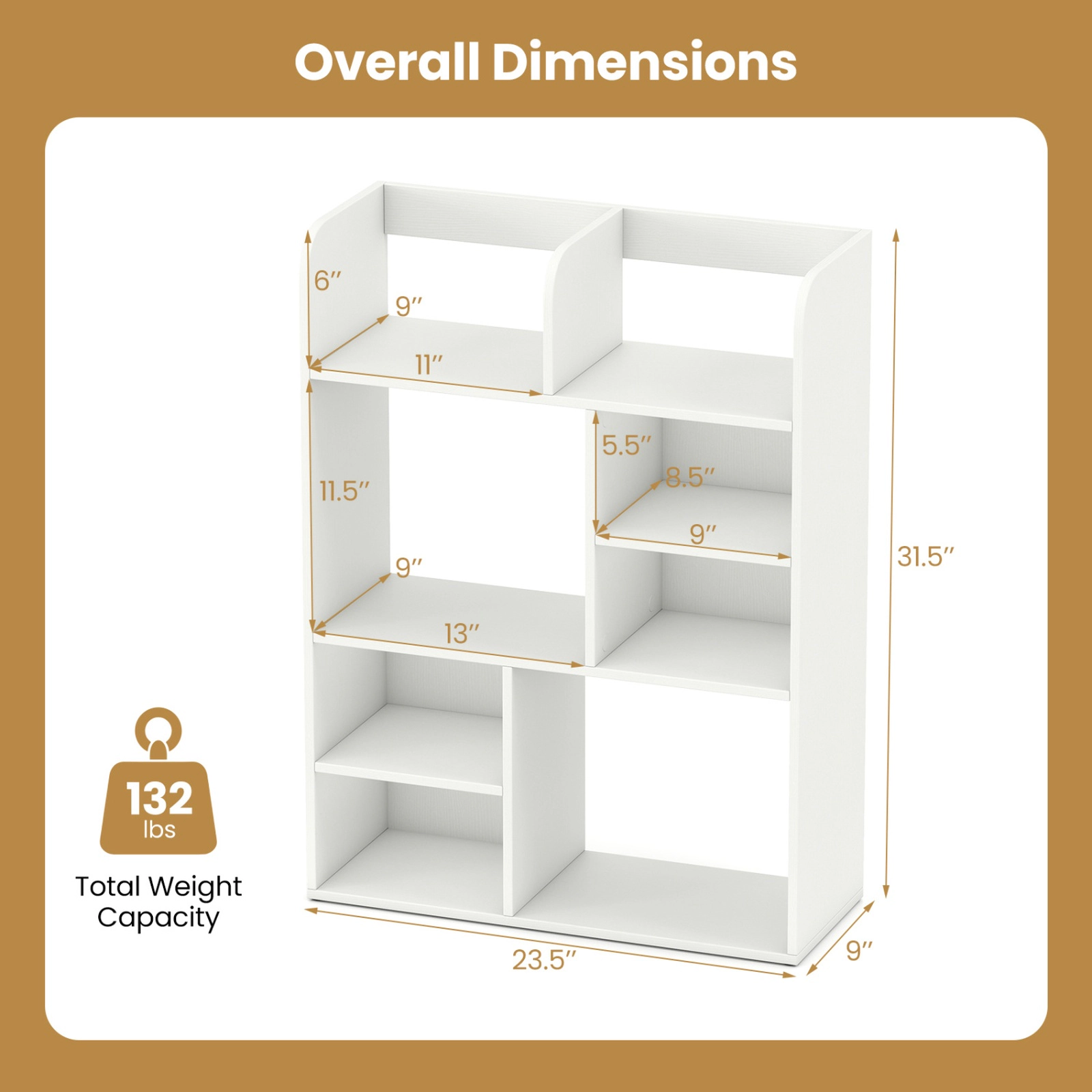 SUGIFT White Desktop Display Rack with 8 Open Cubes for Home Office