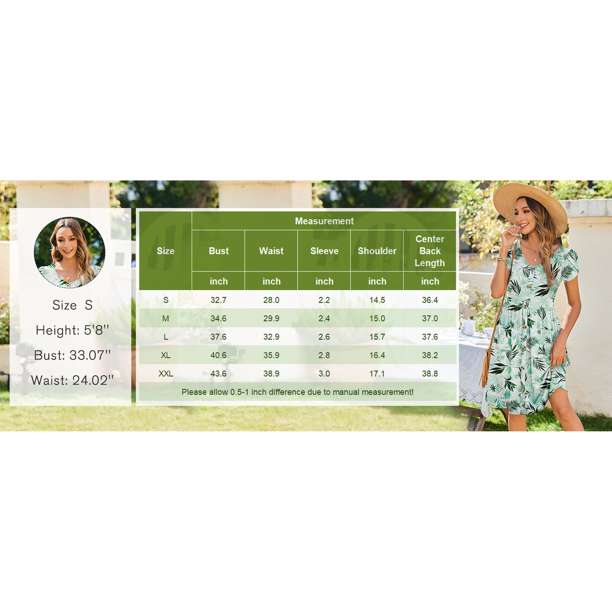 Zeagoo Women's V Neck Short Sleeve Knee Length Dress