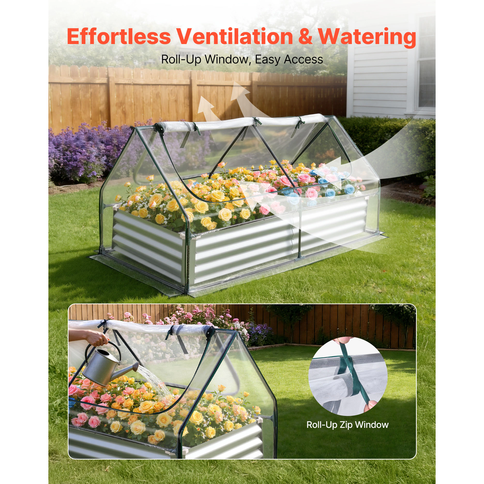 HONGGE Galvanized Raised Garden Bed Metal Planter Box Outdoor Box for Growing Flowers Vegetables