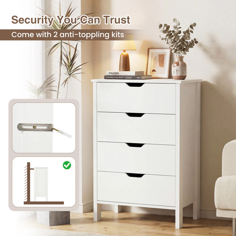 Hivvago 4-Drawer Dresser Wooden Nightstand With Anti-Tipping Kits