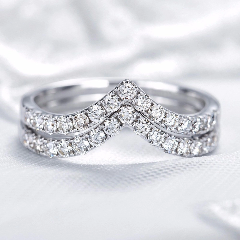 Wardrobe Whimsy V‑Shaped Pave Cubic Zirconia Stackable Ring
