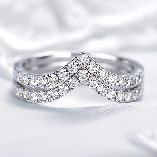 Wardrobe Whimsy V‑Shaped Pave Cubic Zirconia Stackable Ring