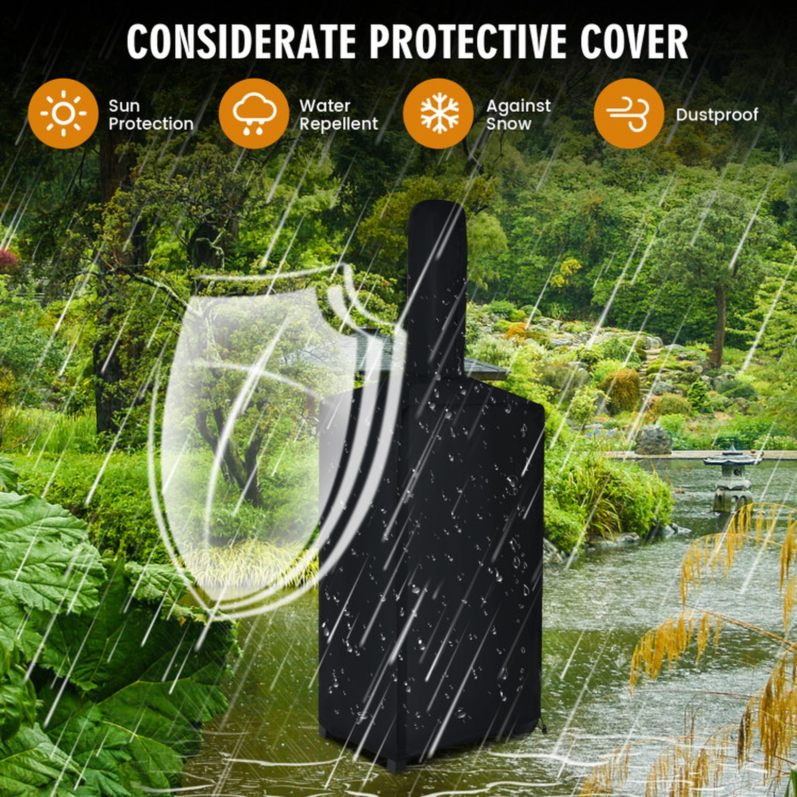 SUGIFT Black Portable Outdoor Pizza Oven with 12-in Stone and Waterproof Cover 23.2-in W 18.1-in D 63.8-in H