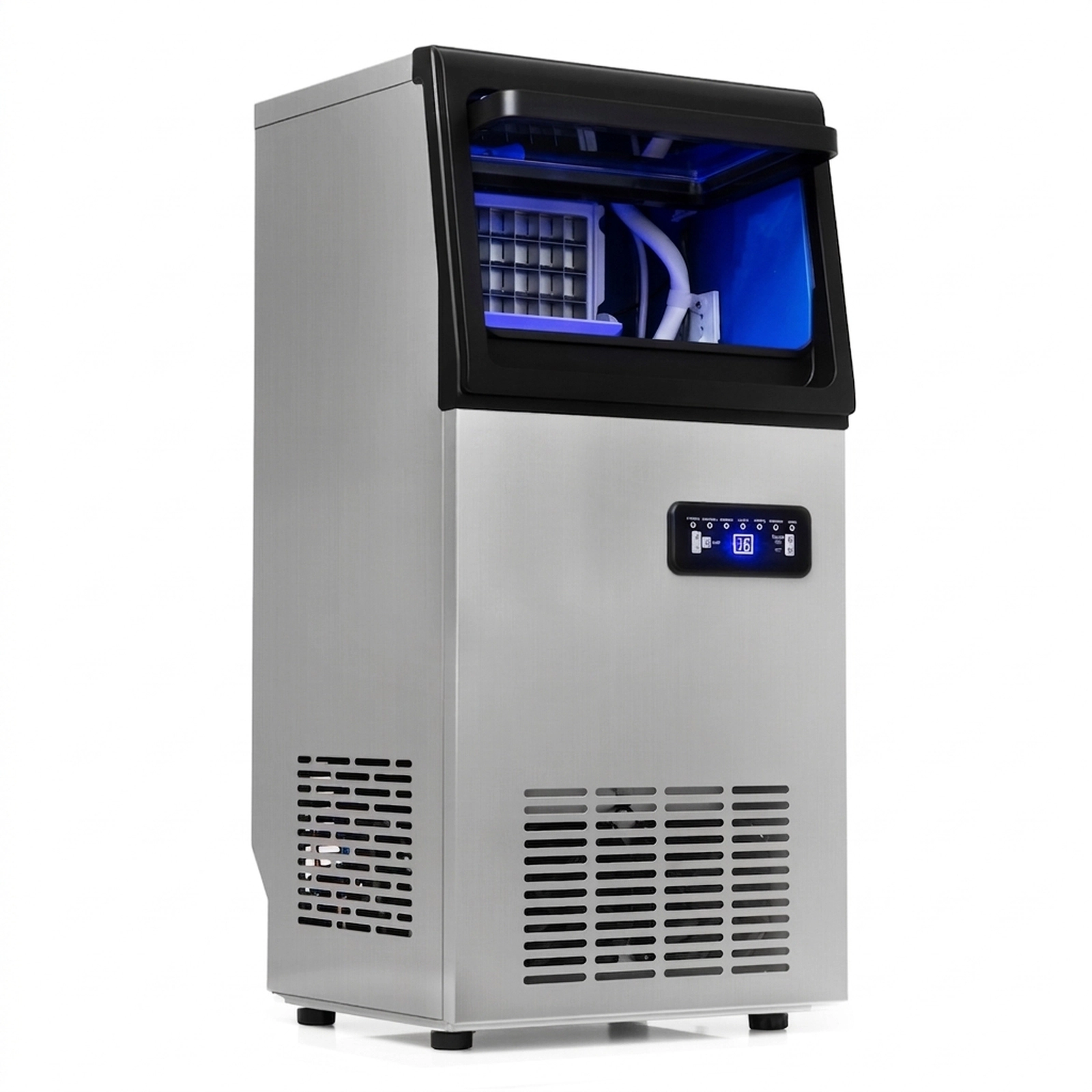 SUGIFT Silver Commercial Ice Maker with 110-lb Daily Output and 25-lb Storage Bin 13.78-in W 13.19-in D 28.15-in H