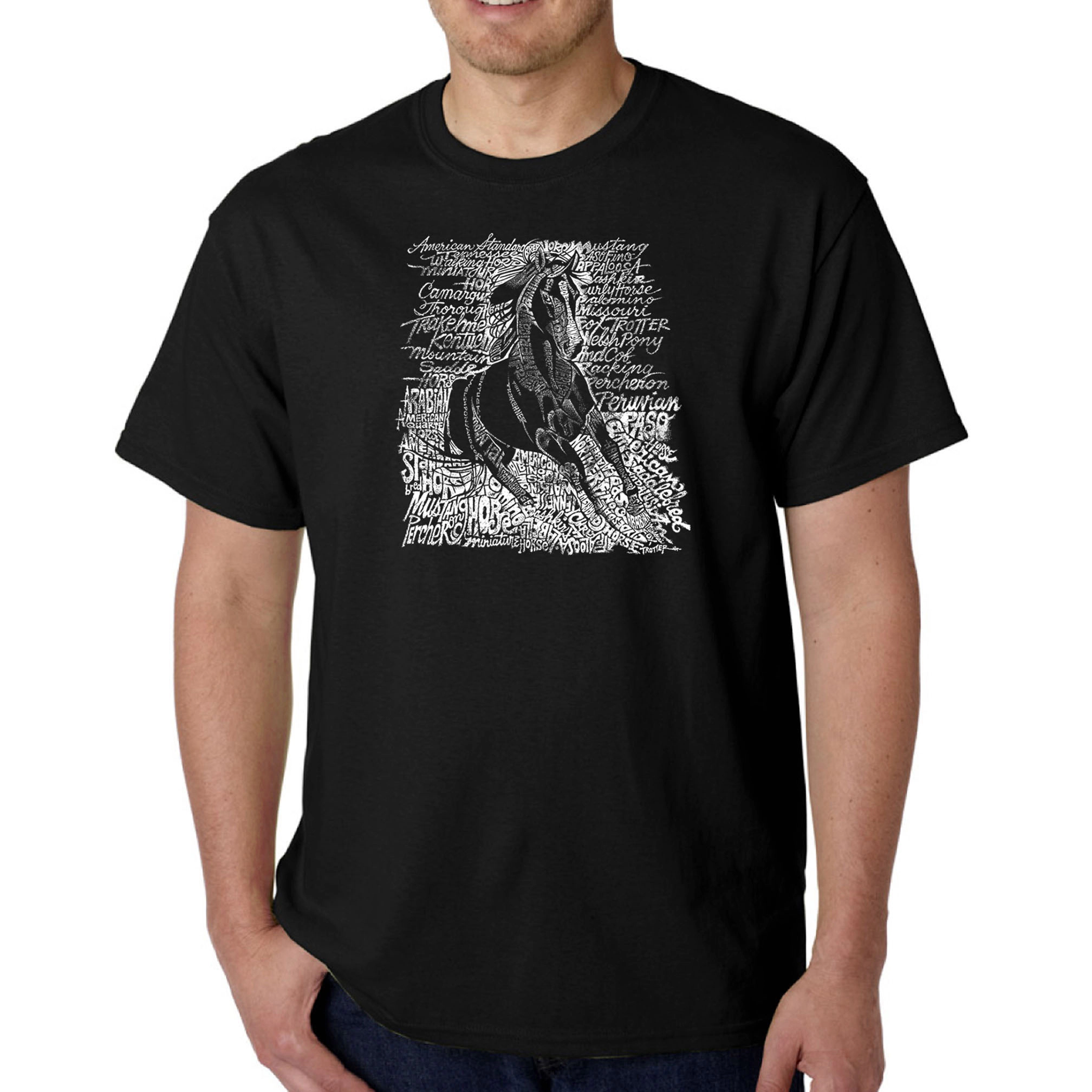 LA Pop Art Men's Word T-Shirt - Popular Horse Breeds