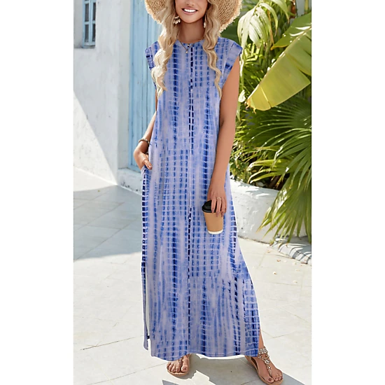 Zeagoo Women's Round Neck Sleeveless Maxi Dress