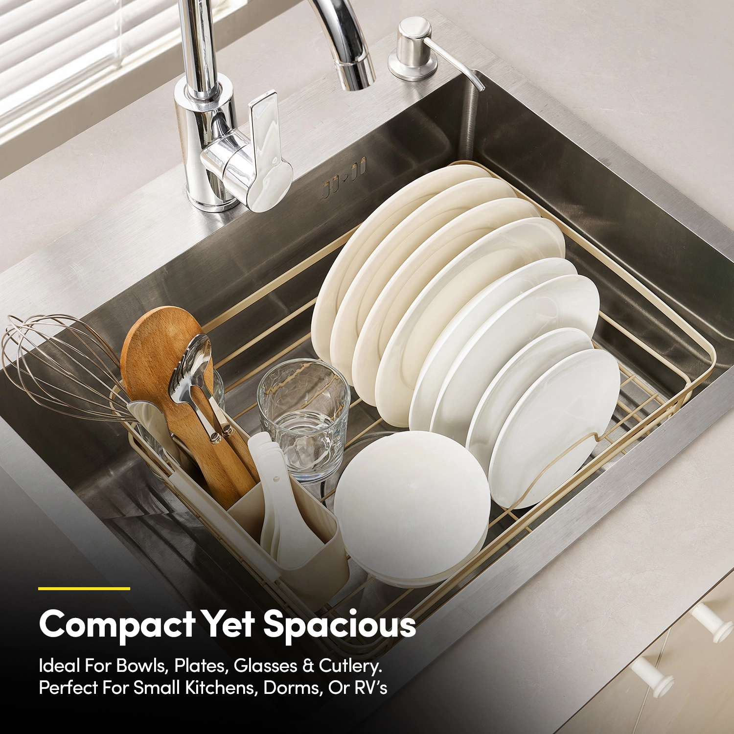 Sweet Home Collection 3-Piece Multi-Functional Dish Drying Rack with Drain Board & Utensil Holder