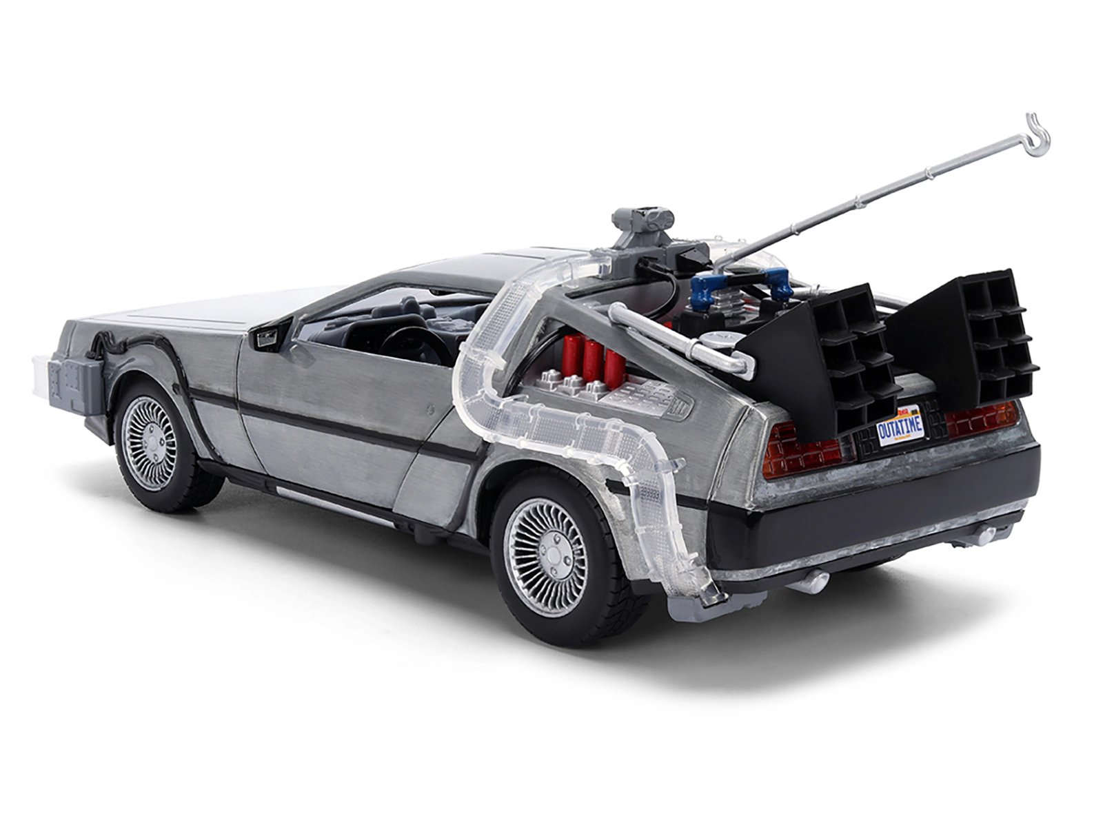Jada DeLorean Brushed Metal Time Machine with Lights "Back to the Future" (1985) Movie "40th Anniversary"