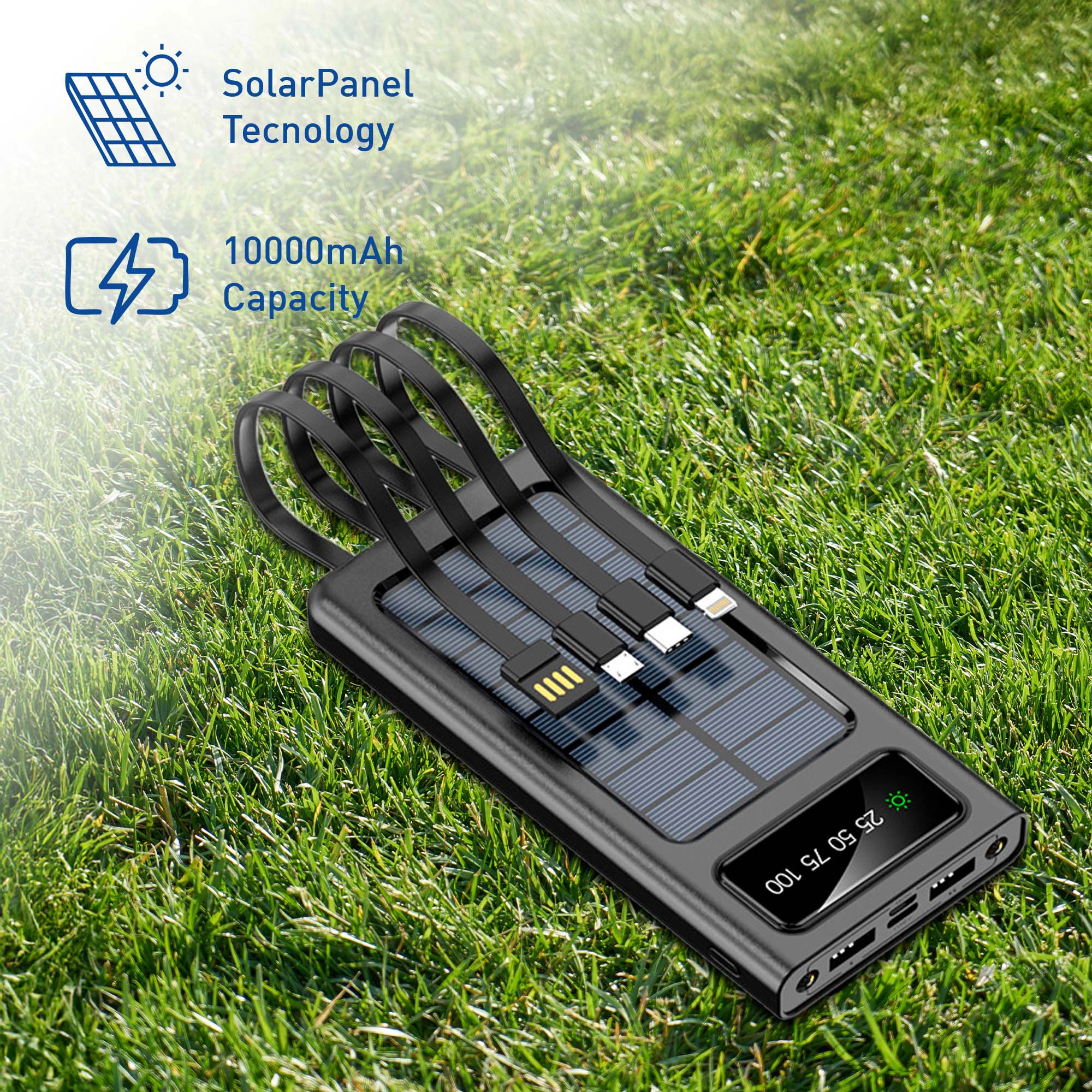 Pursonic Unisex Travel Power Bundle – Magnetic Wireless Charger Power Bank & LED SolarSync Portable Solar Power Bank