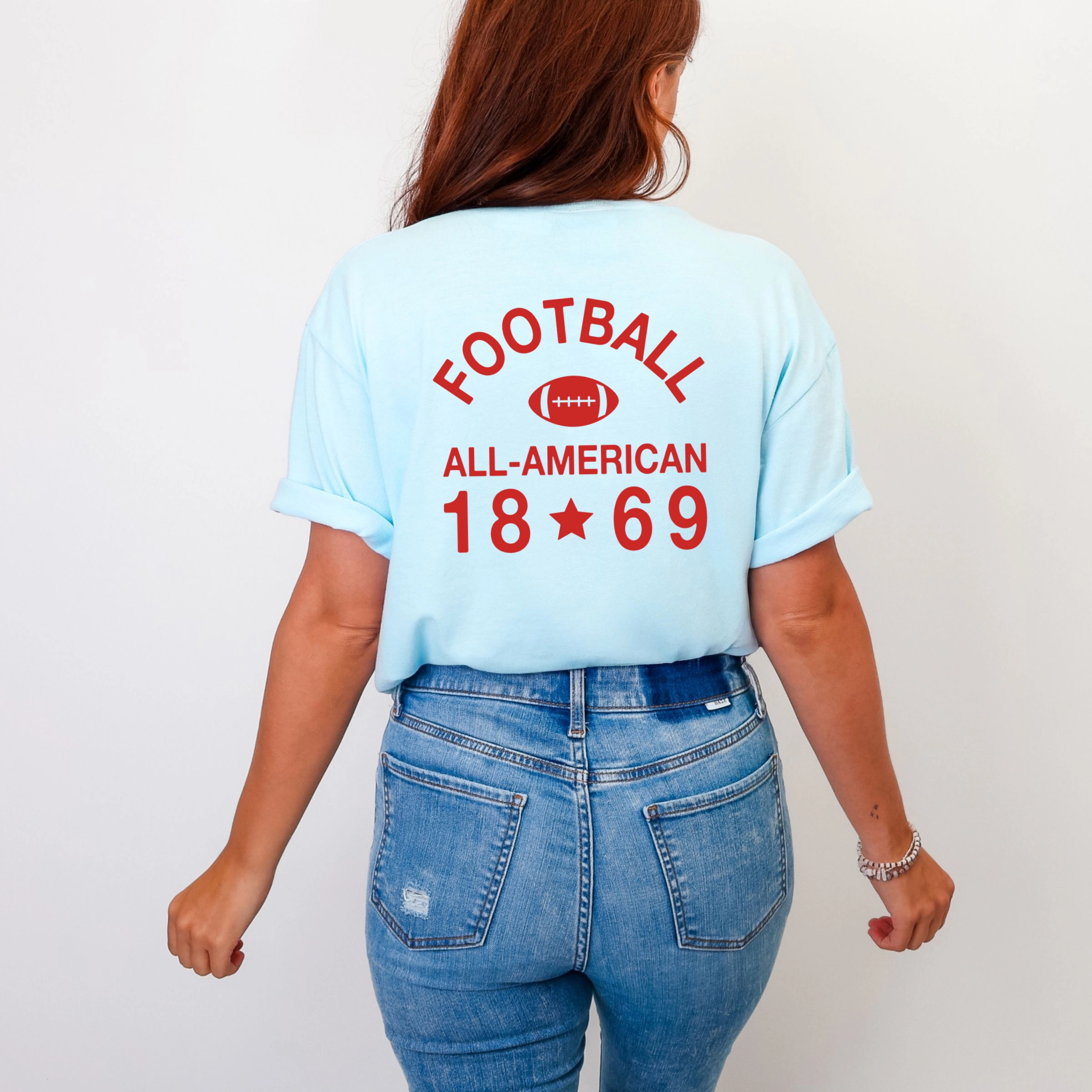 Simply Sage Market - Women's Garment Dyed Graphic T-Shirt All-American Football