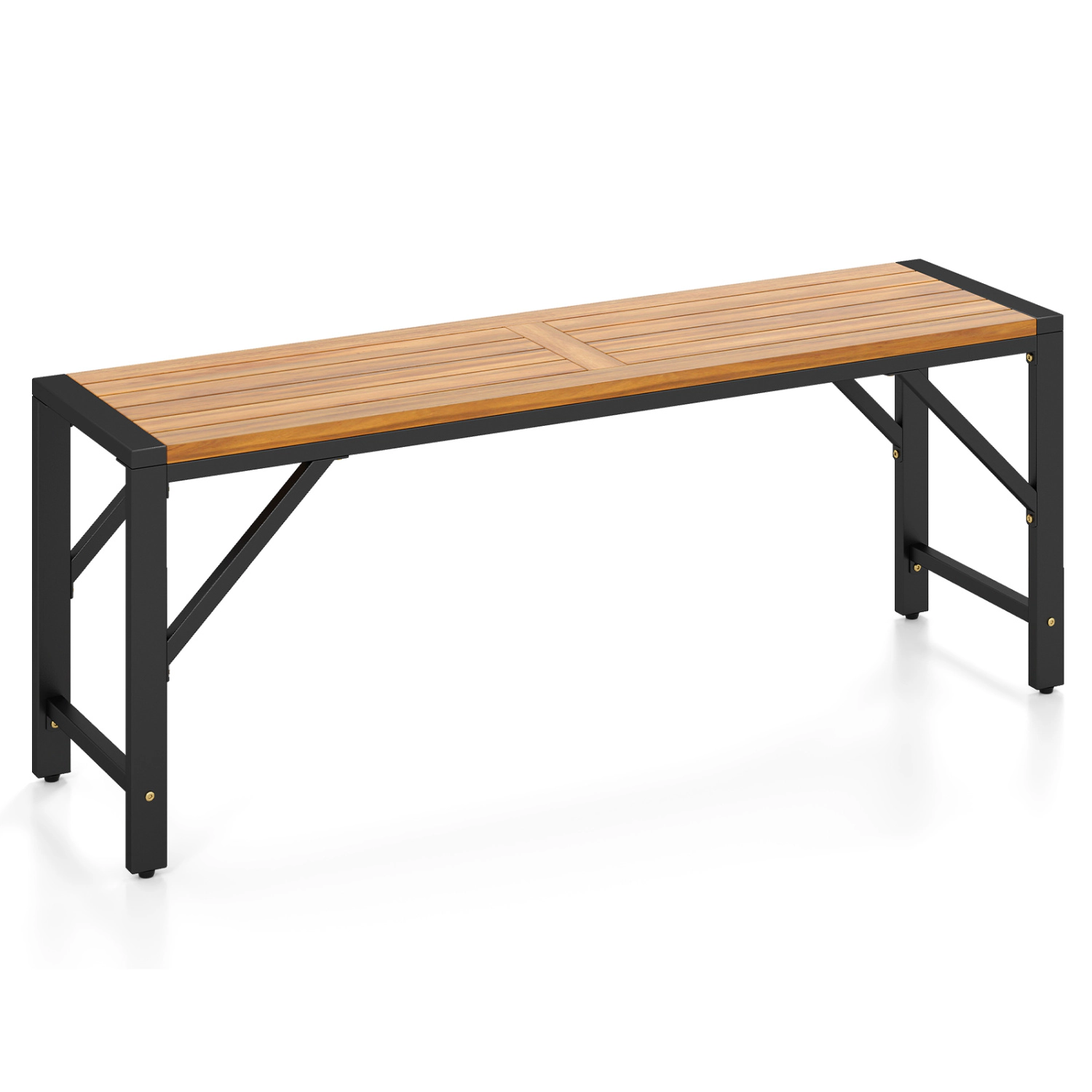 LJG Set of 1 Acacia Wood Outdoor Bench 47.5" with Slatted Seat for Backyard