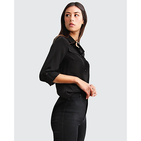 Belle & Bloom Womens Eclipse Rolled Sleeve Blouse