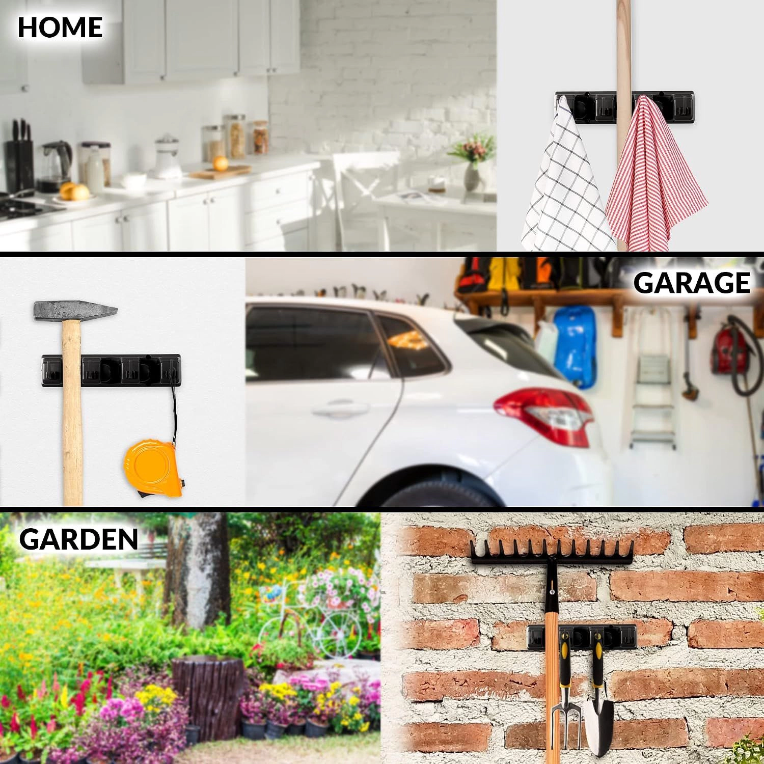 Zulay Home Mop and Broom Organizer Wall Mount - Holder for Storing Cleaning Supplies