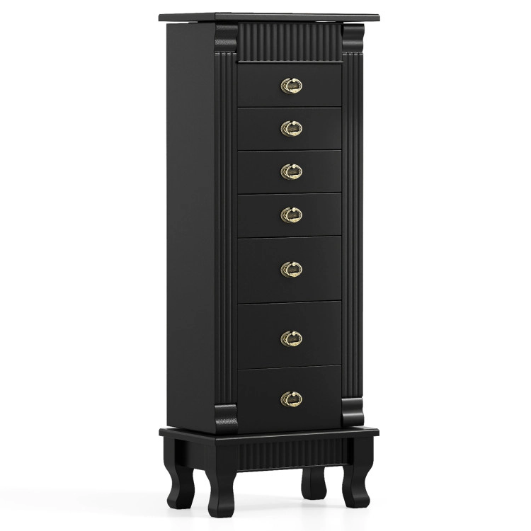 Hivvago Wooden Jewelry Armoire Cabinet Storage Chest with Drawers and Swing Doors