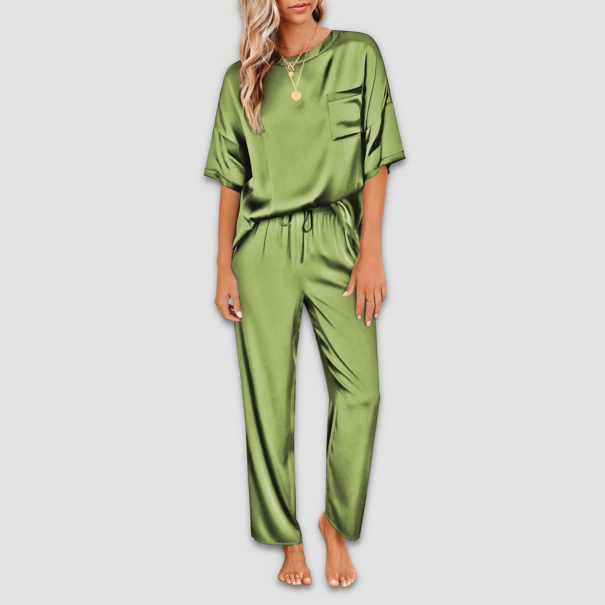 Ekouaer Womens Pajamas Set Two Piece Pj Sets Sleepwear Loungewear Short Sleeve