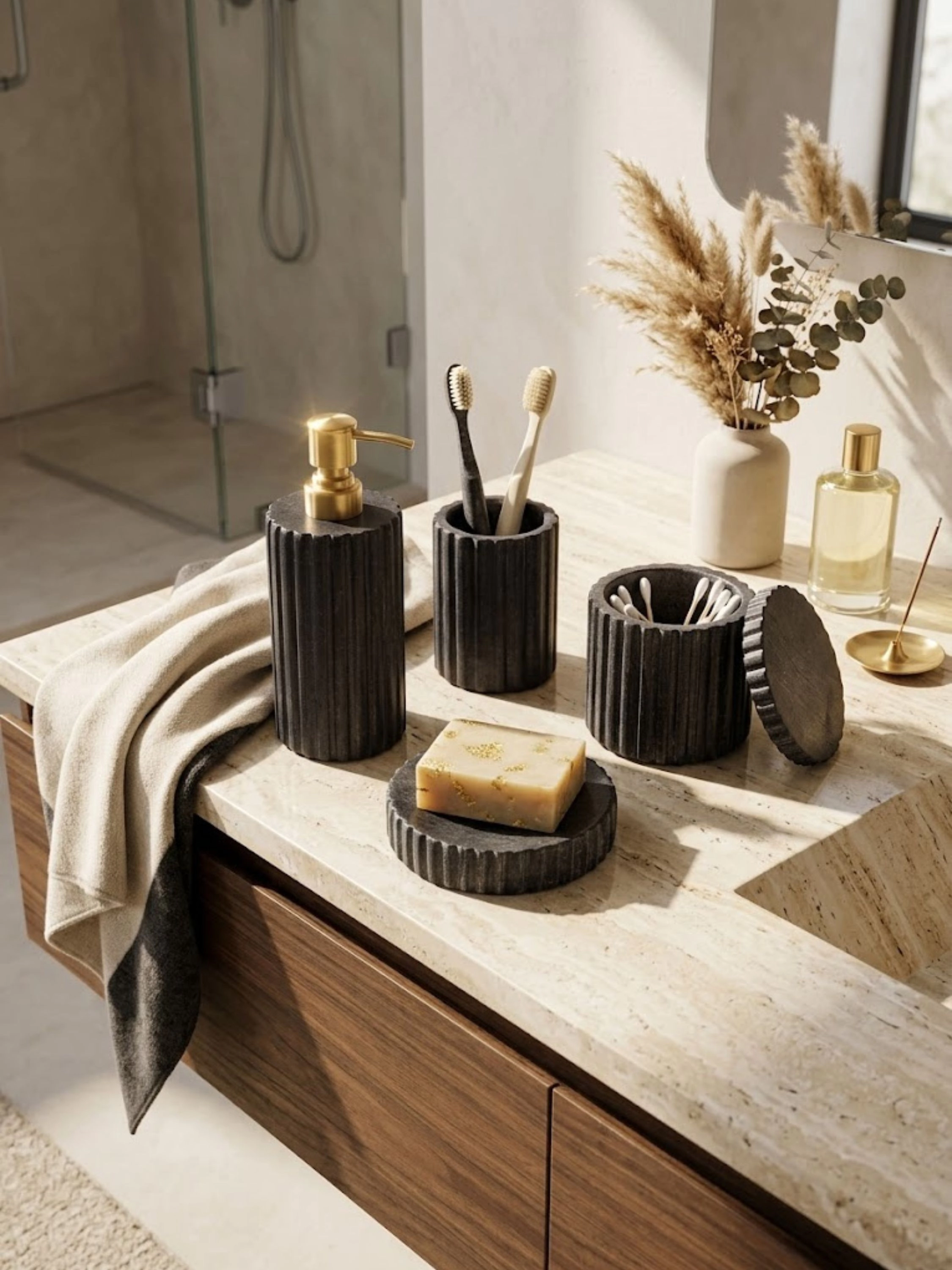 GAURI KOHLI Roksana White Marble Bath Accessories