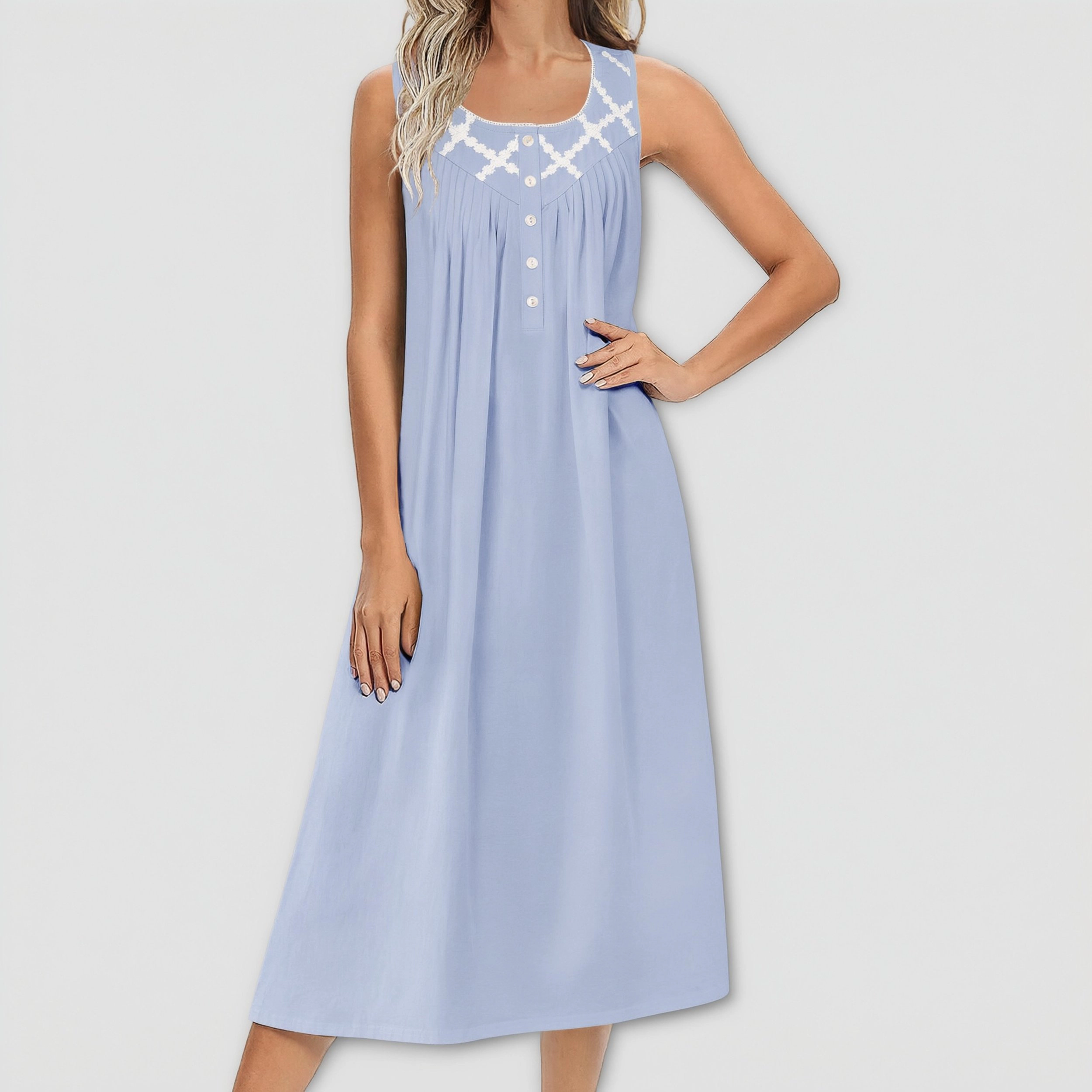 Ekouaer Nightgowns for Women Cotton Long Night Gown Sleeveless Sleep Dress Victorian Nightdress
