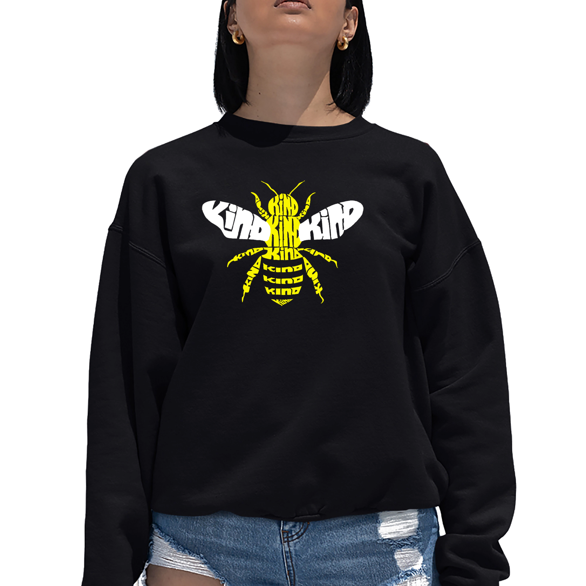 LA Pop Art Bee Kind - Women's Word Crewneck Sweatshirt