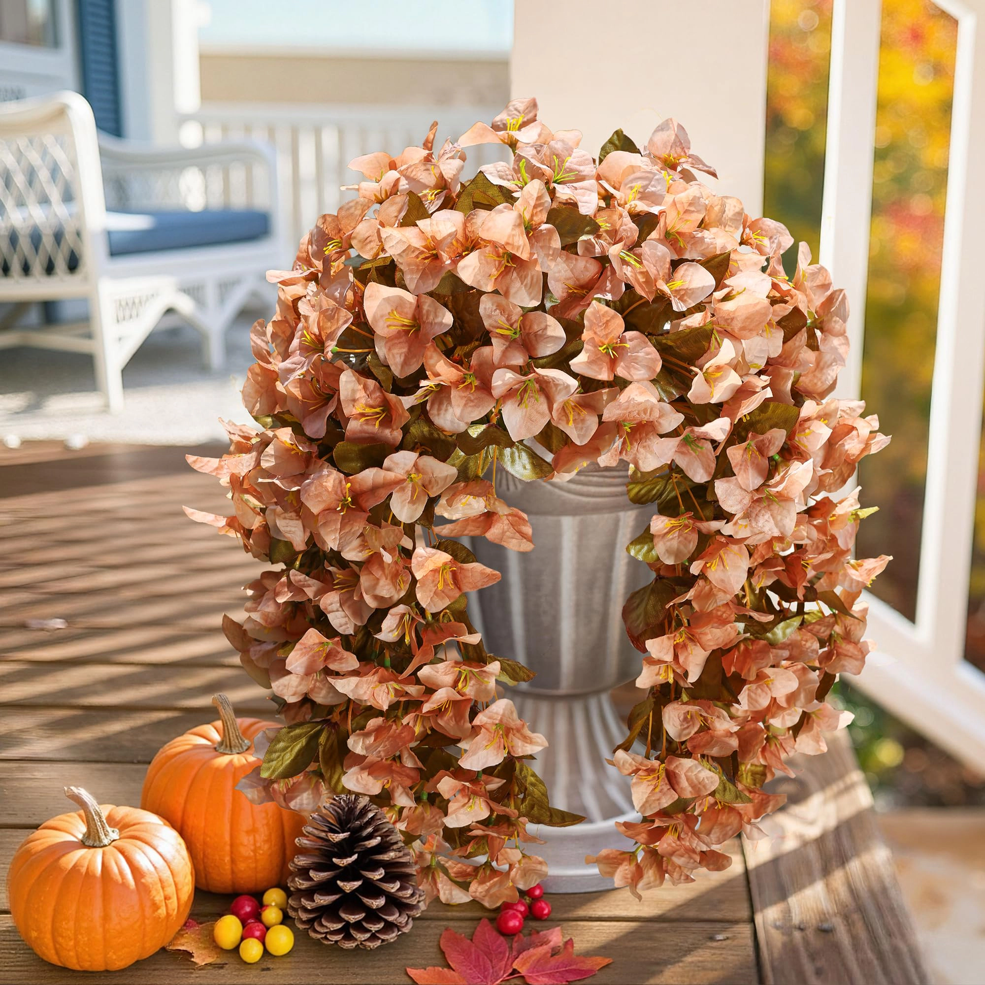 PUPWE 2 Bougainvillea Artificial Hanging Flowers Plant For Outdoors  Hot Pink