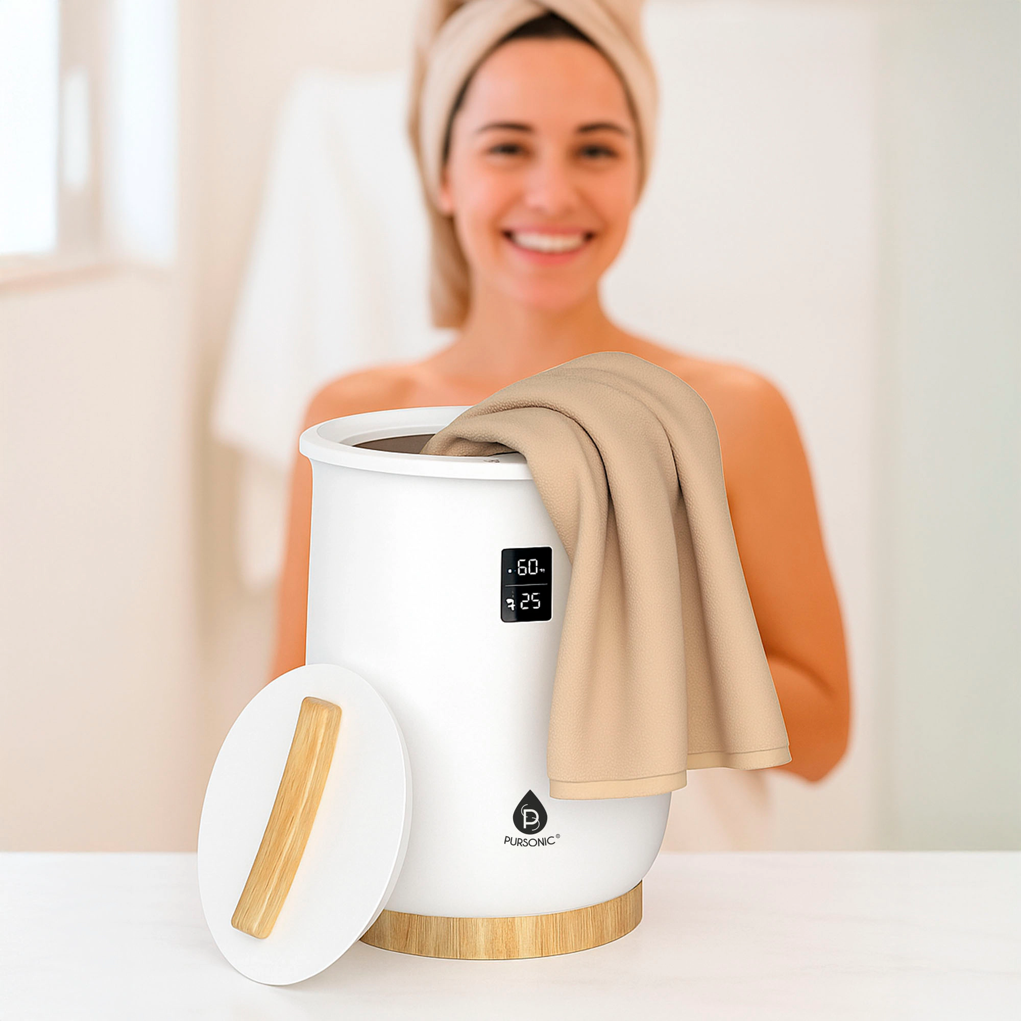 Pursonic Luxury Towel Warmer with One-Touch Digital Control Panel