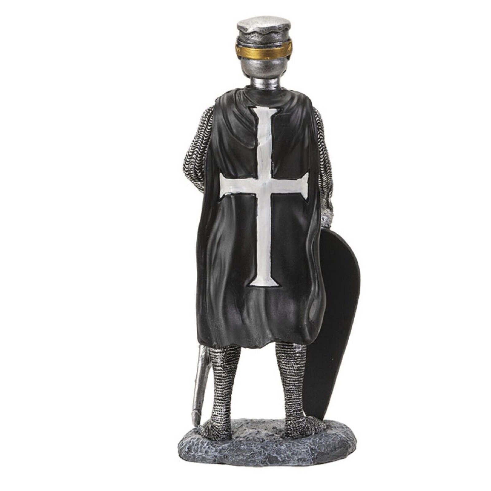 Pacific Giftware Crusader Knight with Shield Figurine 8 Inch Black