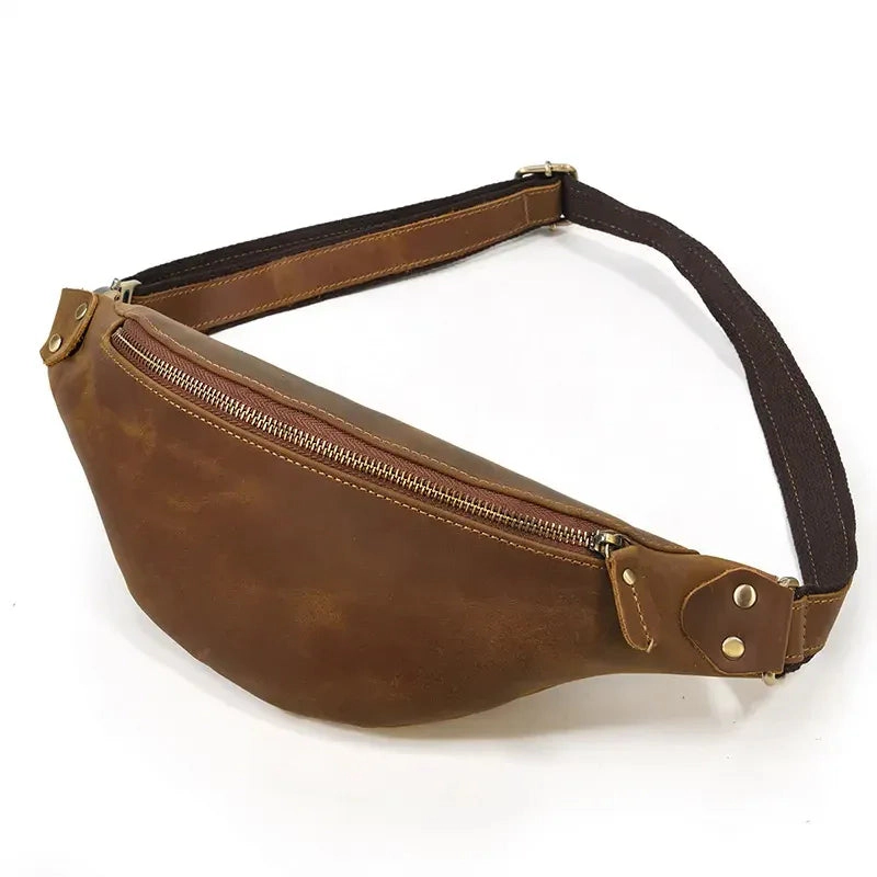 Steel Horse Leather Unisex Wagner Leather Waist Bag | Full Grain Leather Fanny Pack