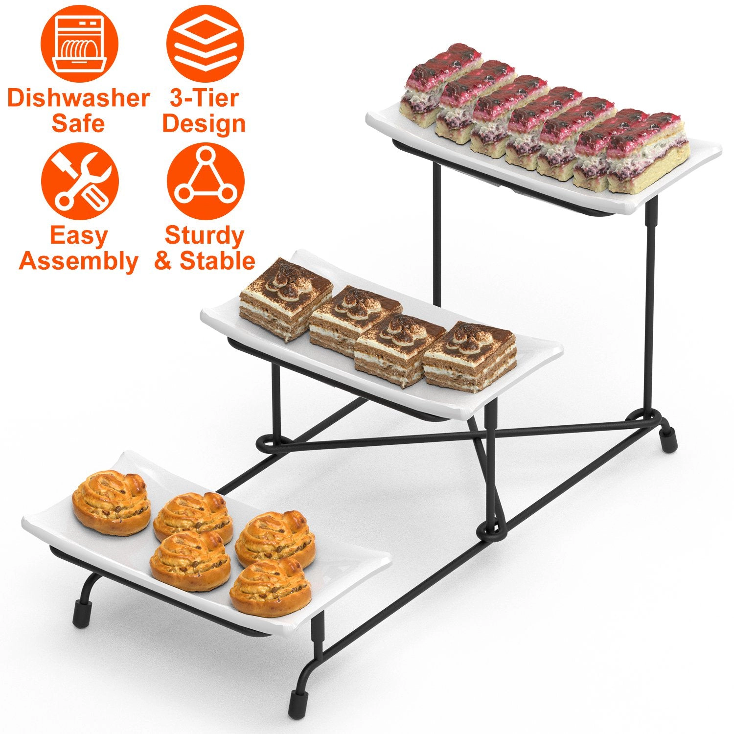 GBruno 3-Tier Serving Stand With Rectangular Platters