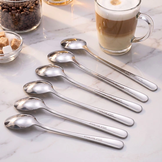 Alilang Women 6-Piece Long Handle Stainless Steel Coffee and Iced Tea Spoon Set