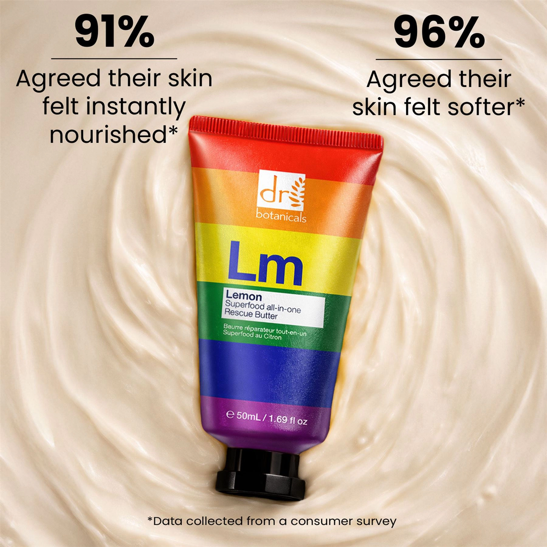 Dr Botanicals Pride Edition Lemon Superfood All-In-One Rescue Butter 50ml - Anti-Aging Brightening Hydrating Balm