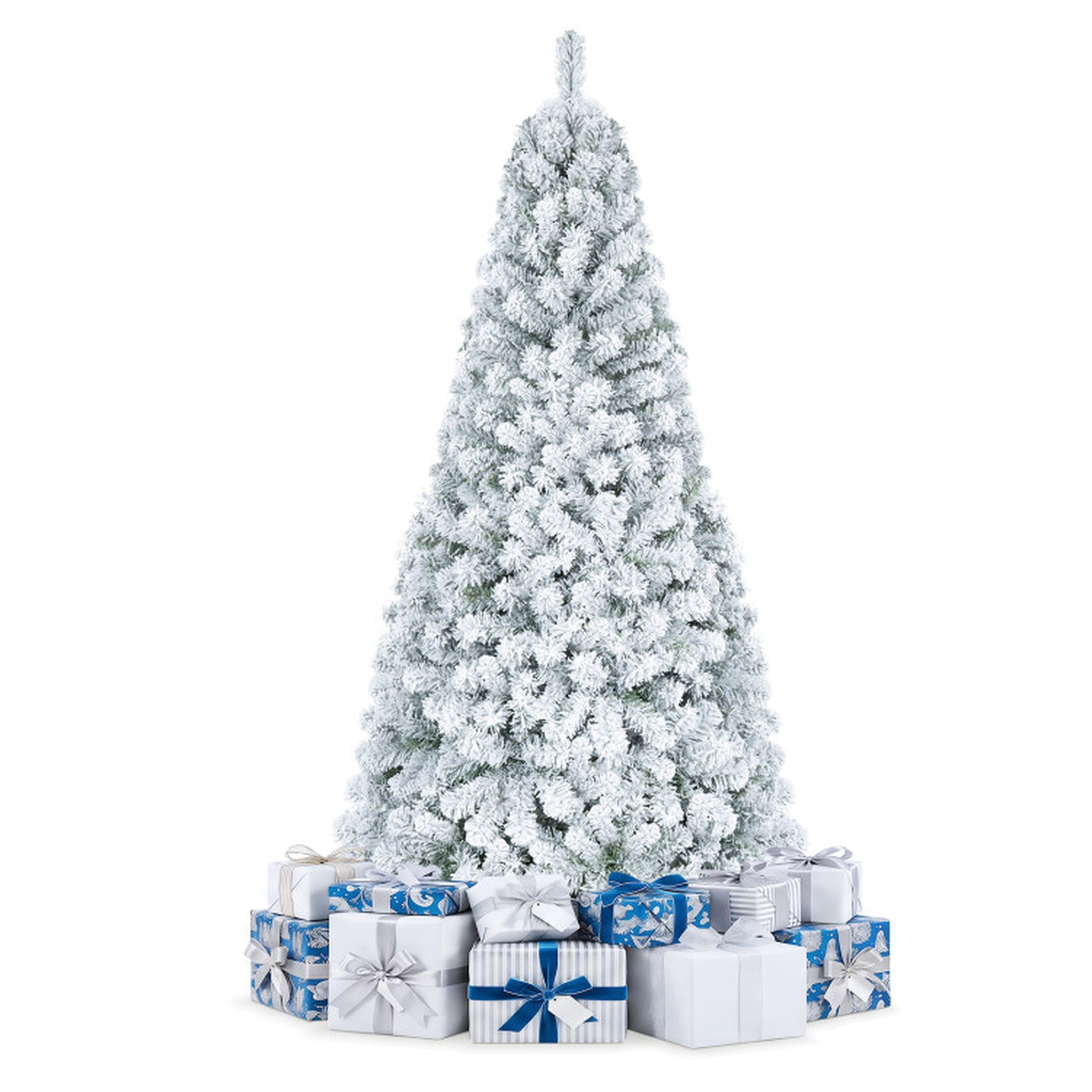 SUGIFT 6-ft Snow Flocked Artificial Christmas Tree with 600 Branch Tips 3 Sections and Foldable Stand