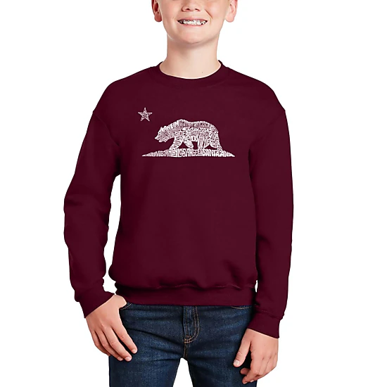 LA Pop Art Boy's Word Art Sweatshirt - California Bear