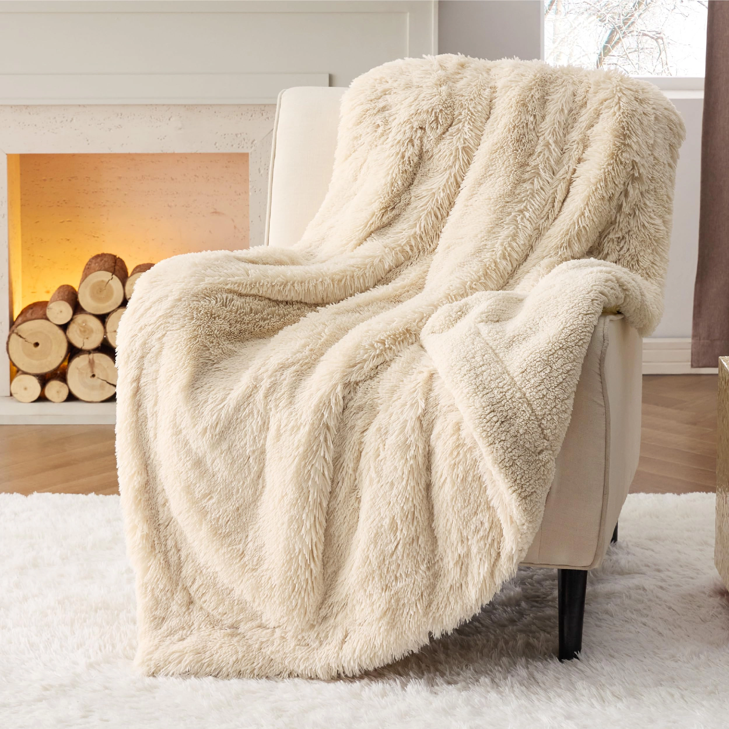 CovertSafe Faux Fluffy Fleece Sherpa Blanket Couch Throw