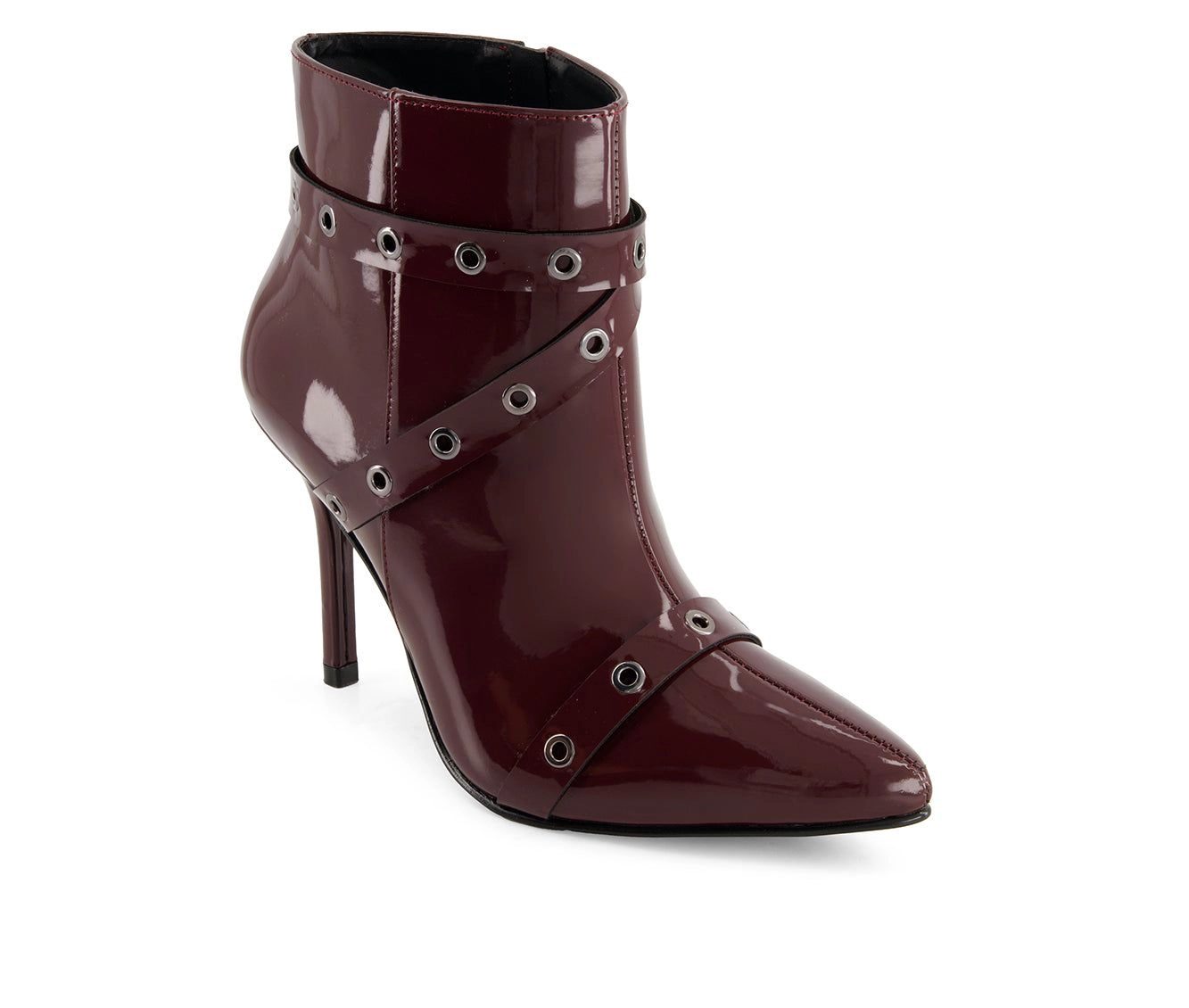 Andrea Womens Stiletto Fashion Booties With Riveted Strap