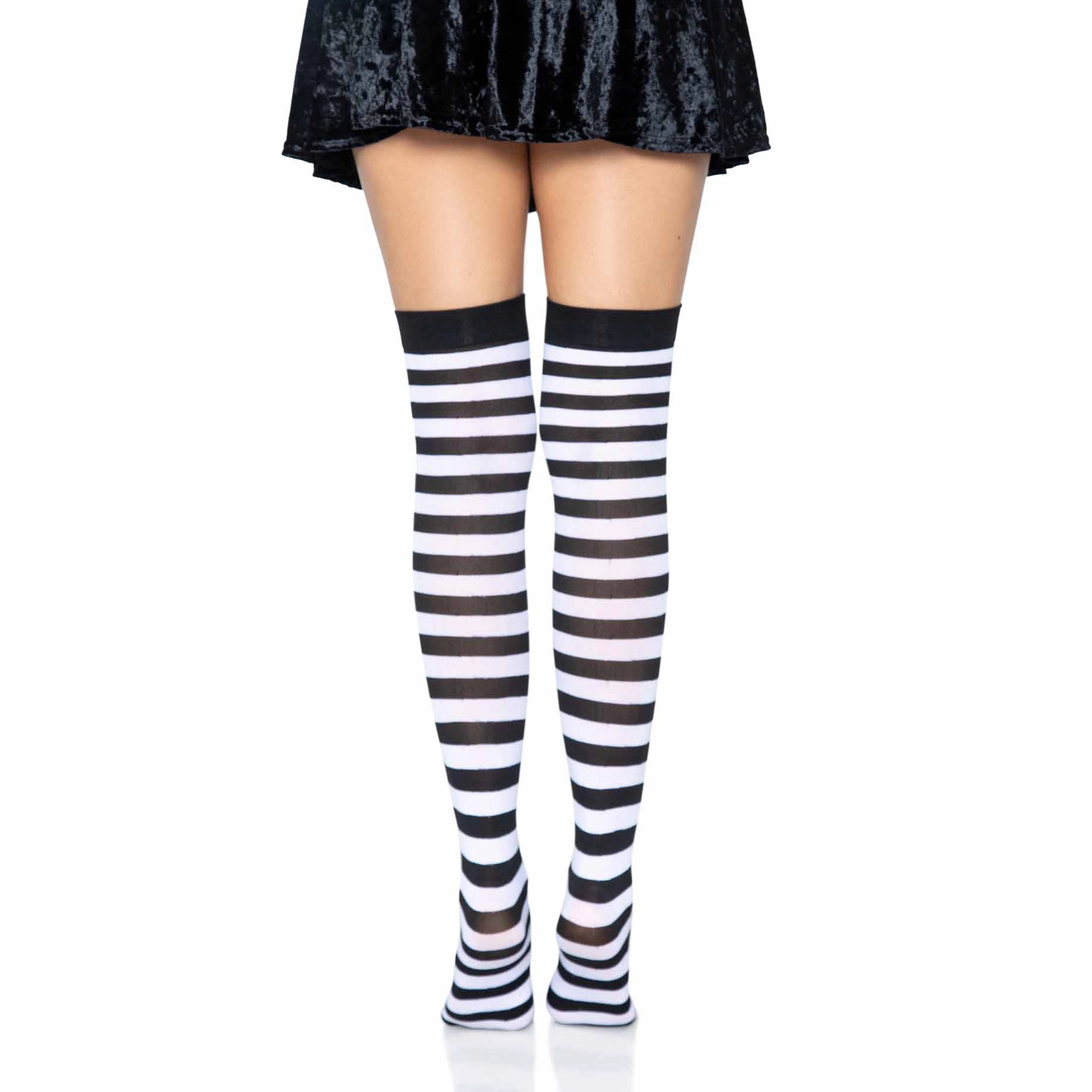 Leg Avenue Women's Nylon Striped Thigh-High Stockings