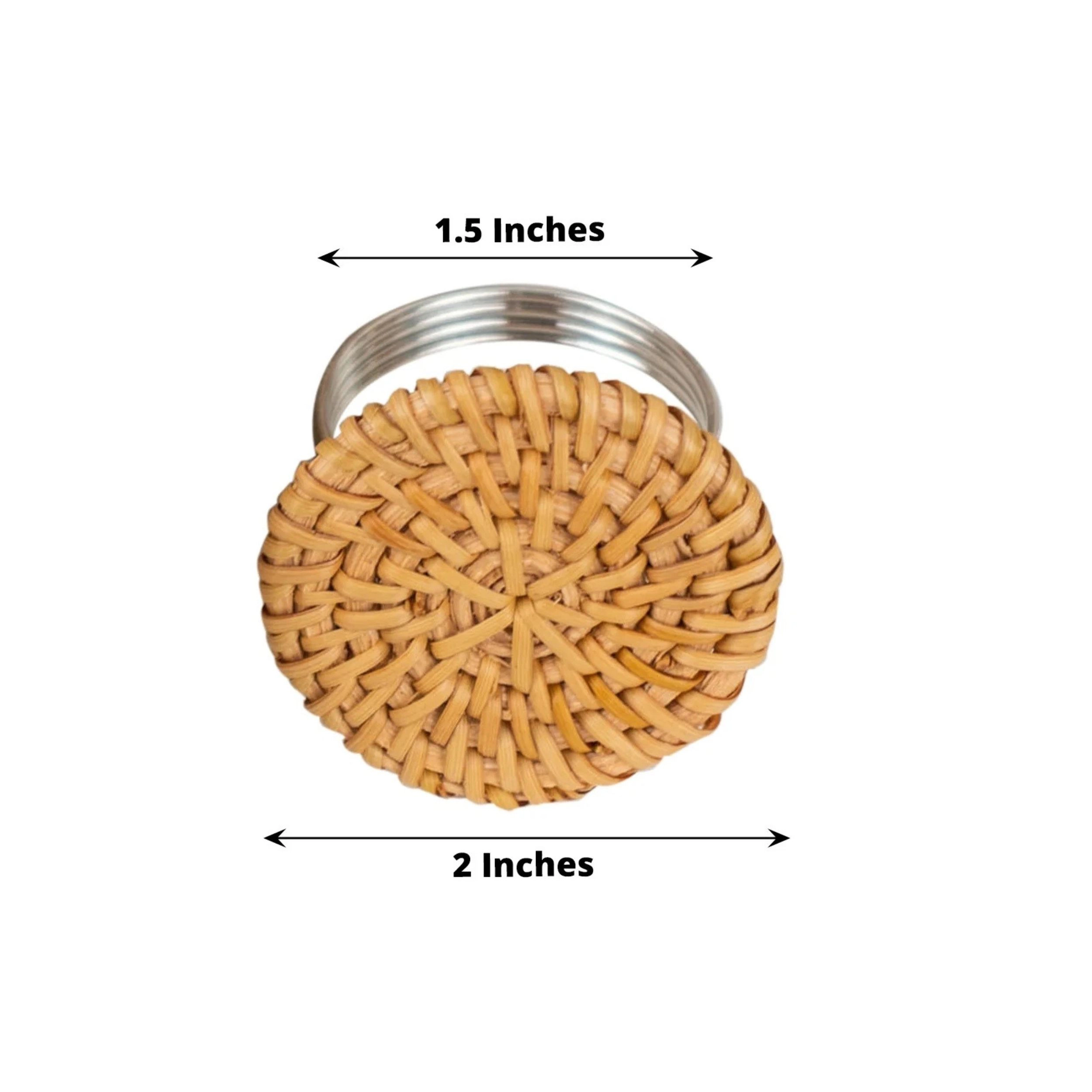 Home Collection Set of 4 Woven Jute Metal Napkin Rings