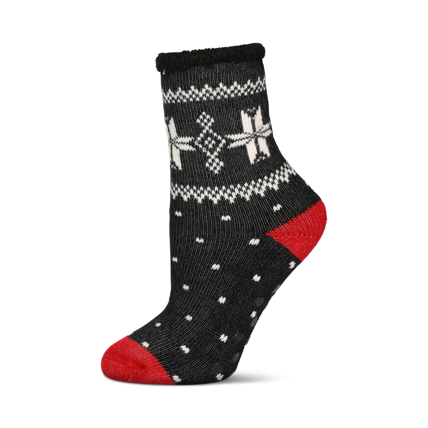 MeMoi Women's Bordered Snowflake Cozy Warm Thermal Crew Socks