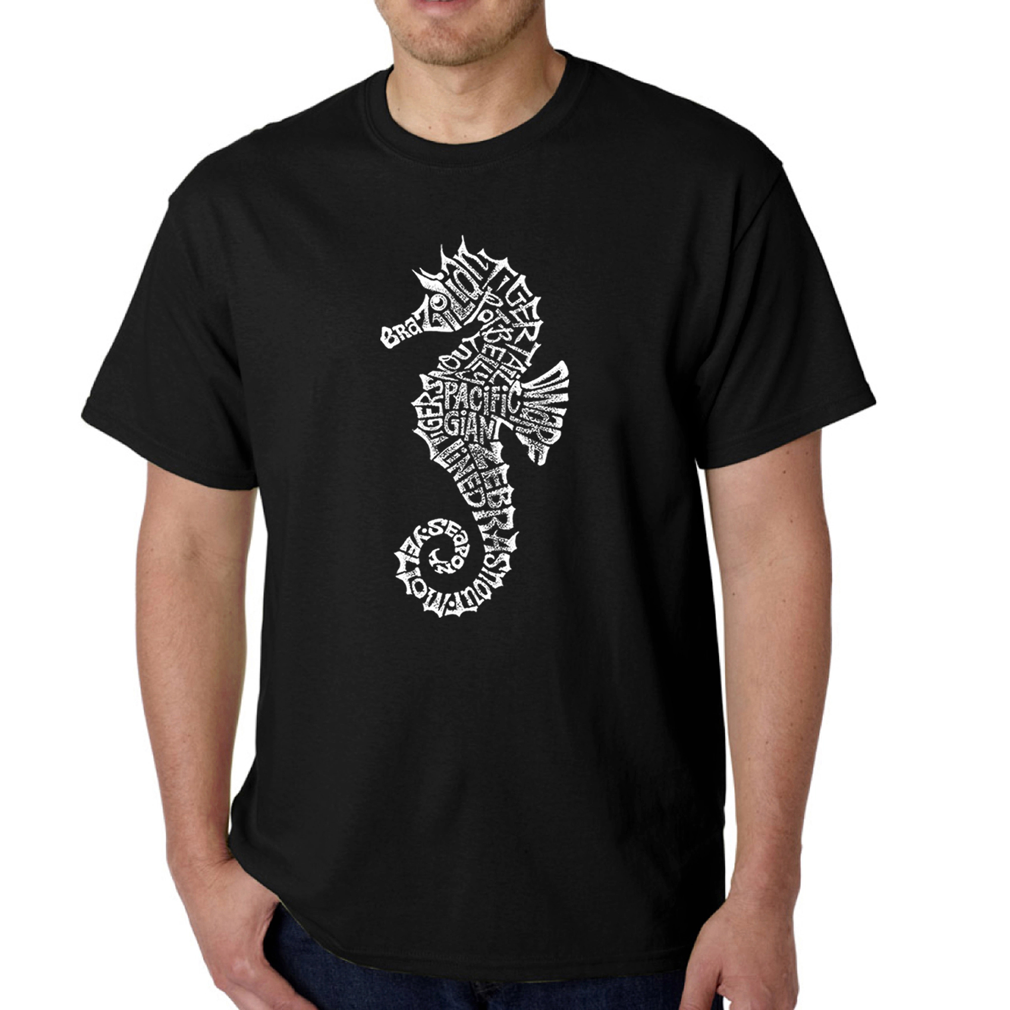 LA Pop Art Men's Seahorse Word T-Shirt - Regular Fit