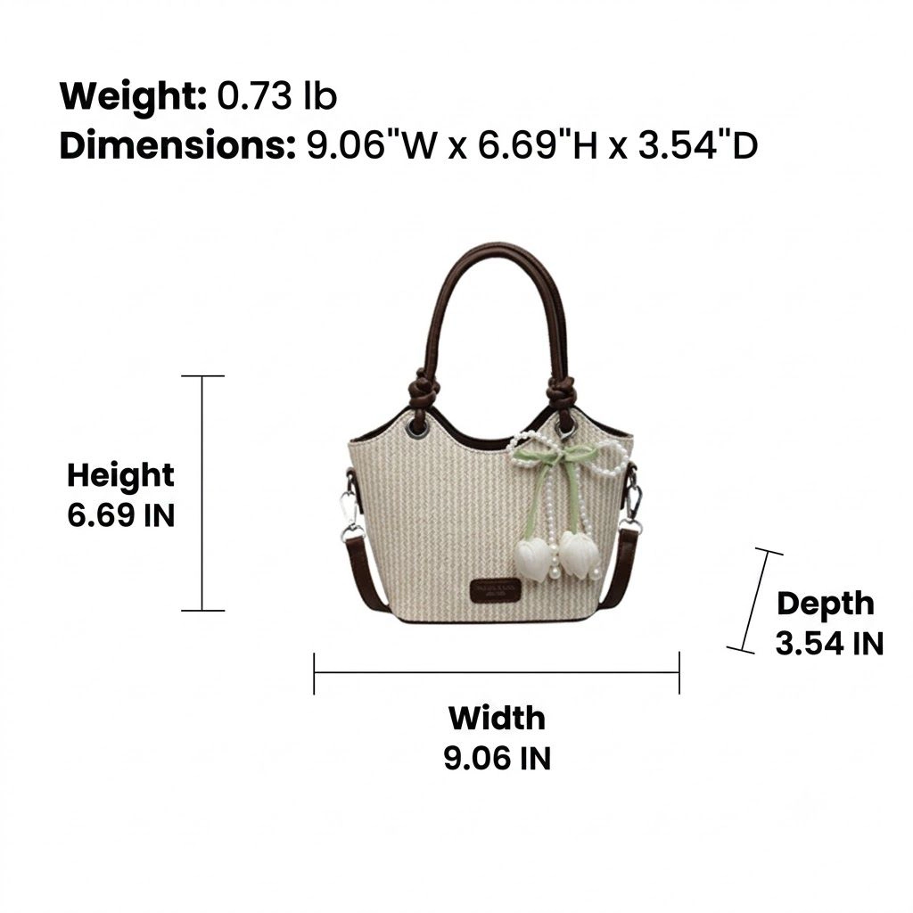 Alilang Women's Woven Mini Tote Crossbody Bag with Pearl Bow Charm and Strap