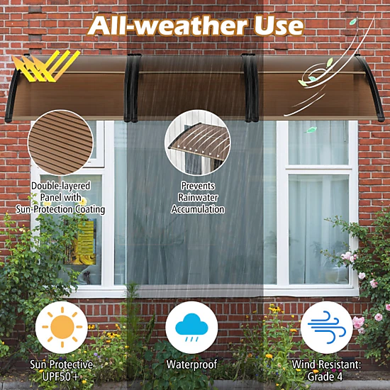 Hivvago Outdoor Door Canopy with Window Awning