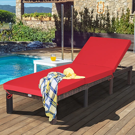 LJG Outdoor Rattan Adjustable Cushioned Chaise