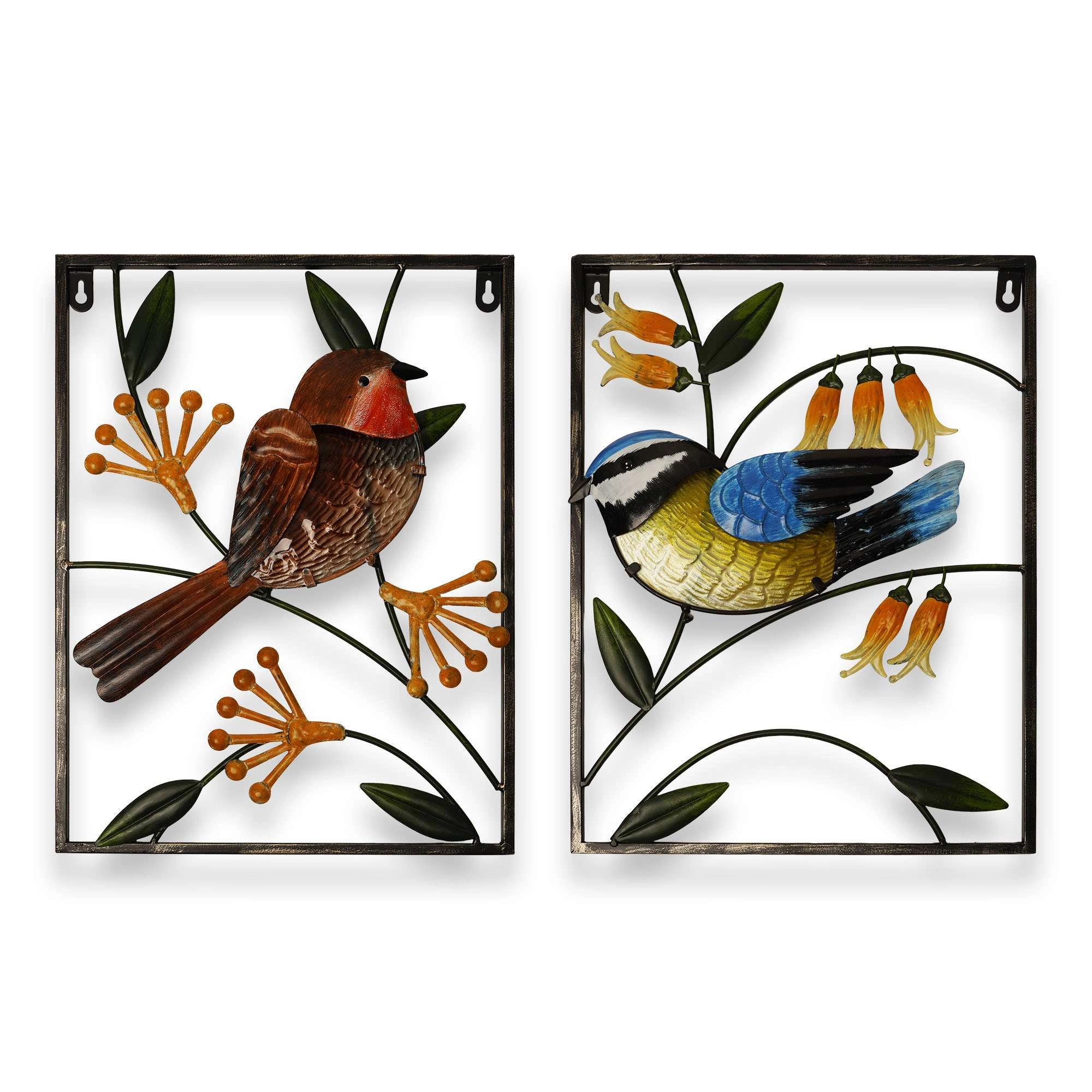 G128 Robin and Bluebird Metal Wall Art Set