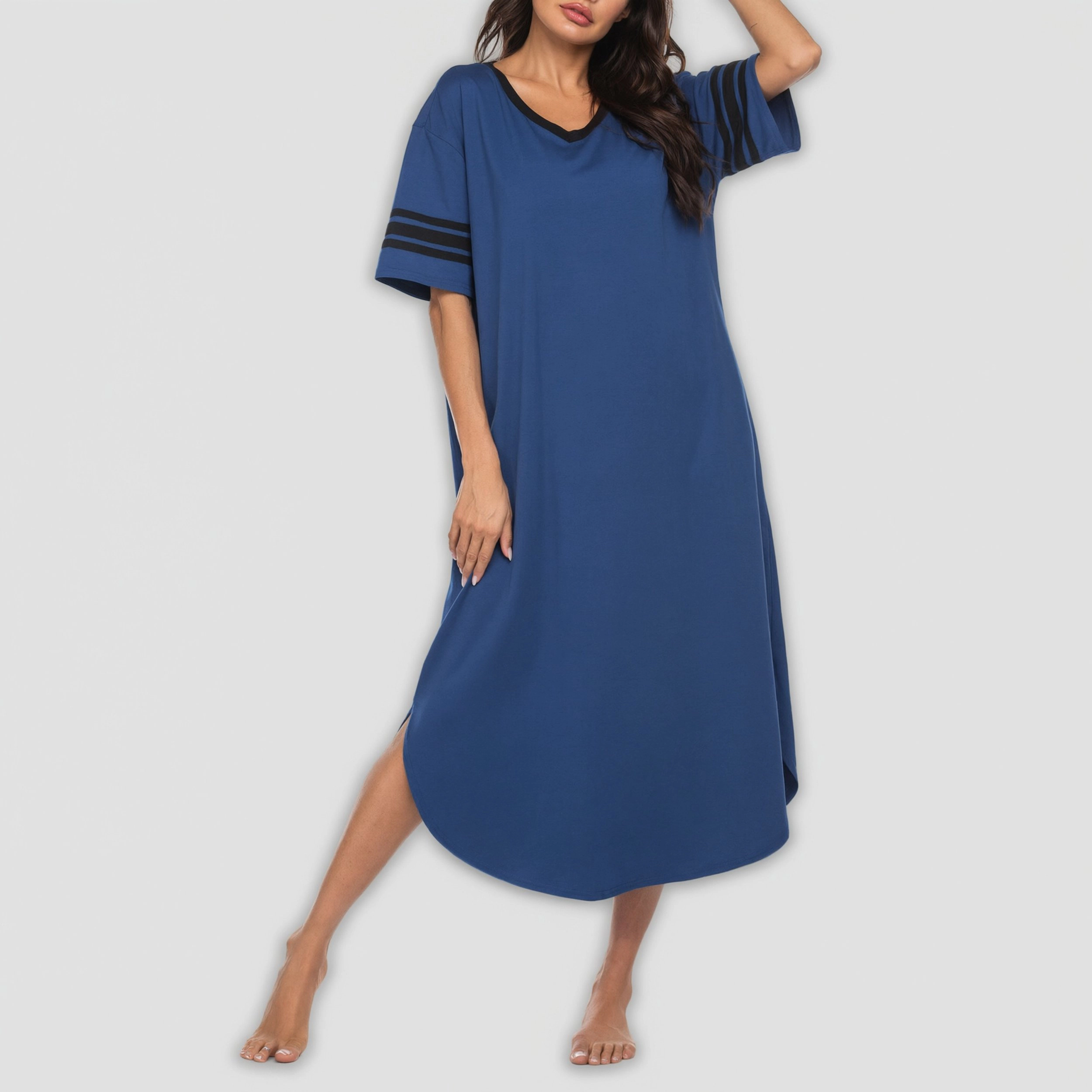 Ekouaer Long Nightgown, Womens V Neck Loungewear Oversized Sleepwear Loose Sleep Dress Floral
