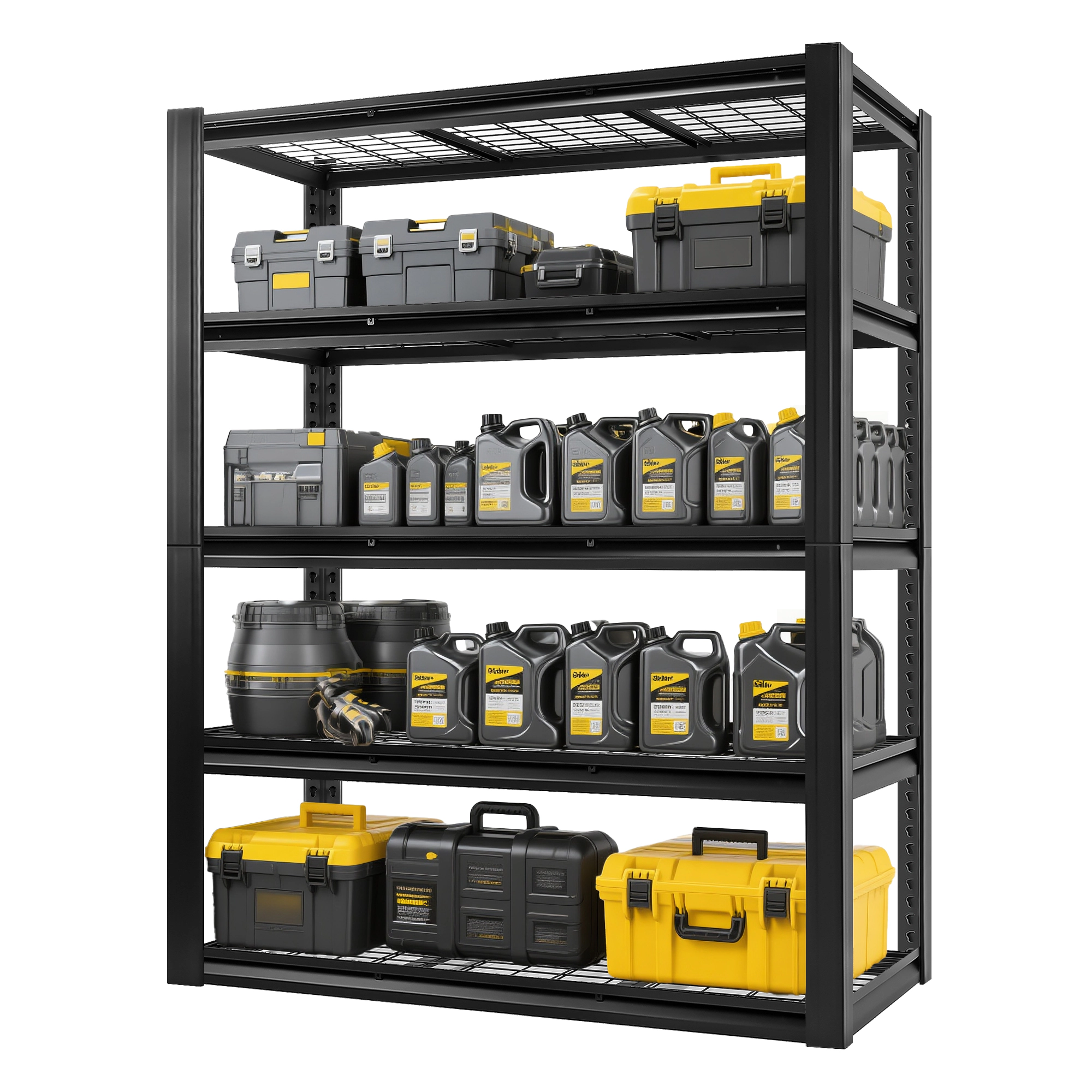 Flynama 5 Tier Heavy Duty Black Metal Utility Shelving Unit Solid Ventilated Shelves 60 in W x 24 in D x 72 in H