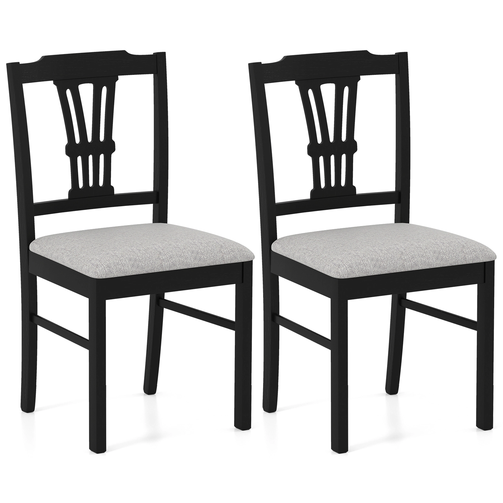 SUGIFT Upholstered Dining Chairs with Solid Rubber Wood Frame 330-Lb Capacity Brown + Beige/Black + Gray
