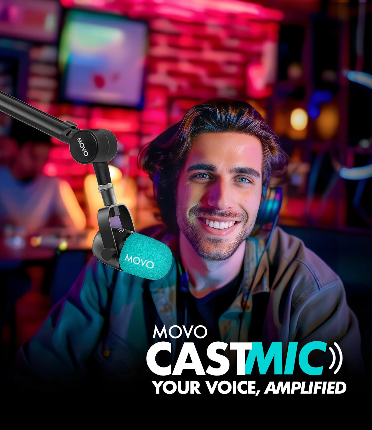 Movo CastMic Dynamic XLR Podcast Microphone for PC, Gaming, Streaming, YouTube, and Musicians - Cardioid Podcast Mic