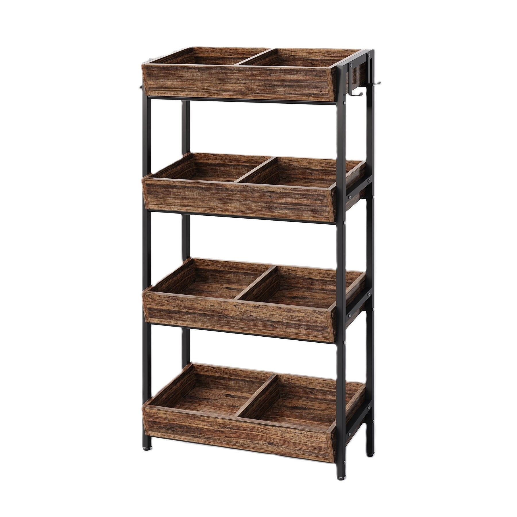 Tribesigns Wood Fruit Vegetable Storage Rack Stand, 4-Tier Storage Organizer