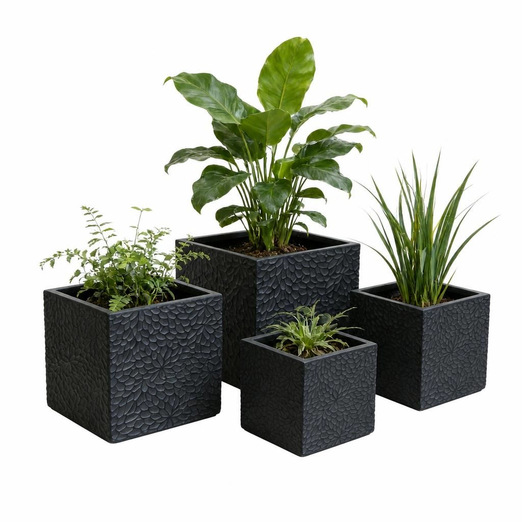 WOW PIONEER Large Round Decorative Planter for Trees Shrubs Flowers Herbs Patio Garden Outdoor
