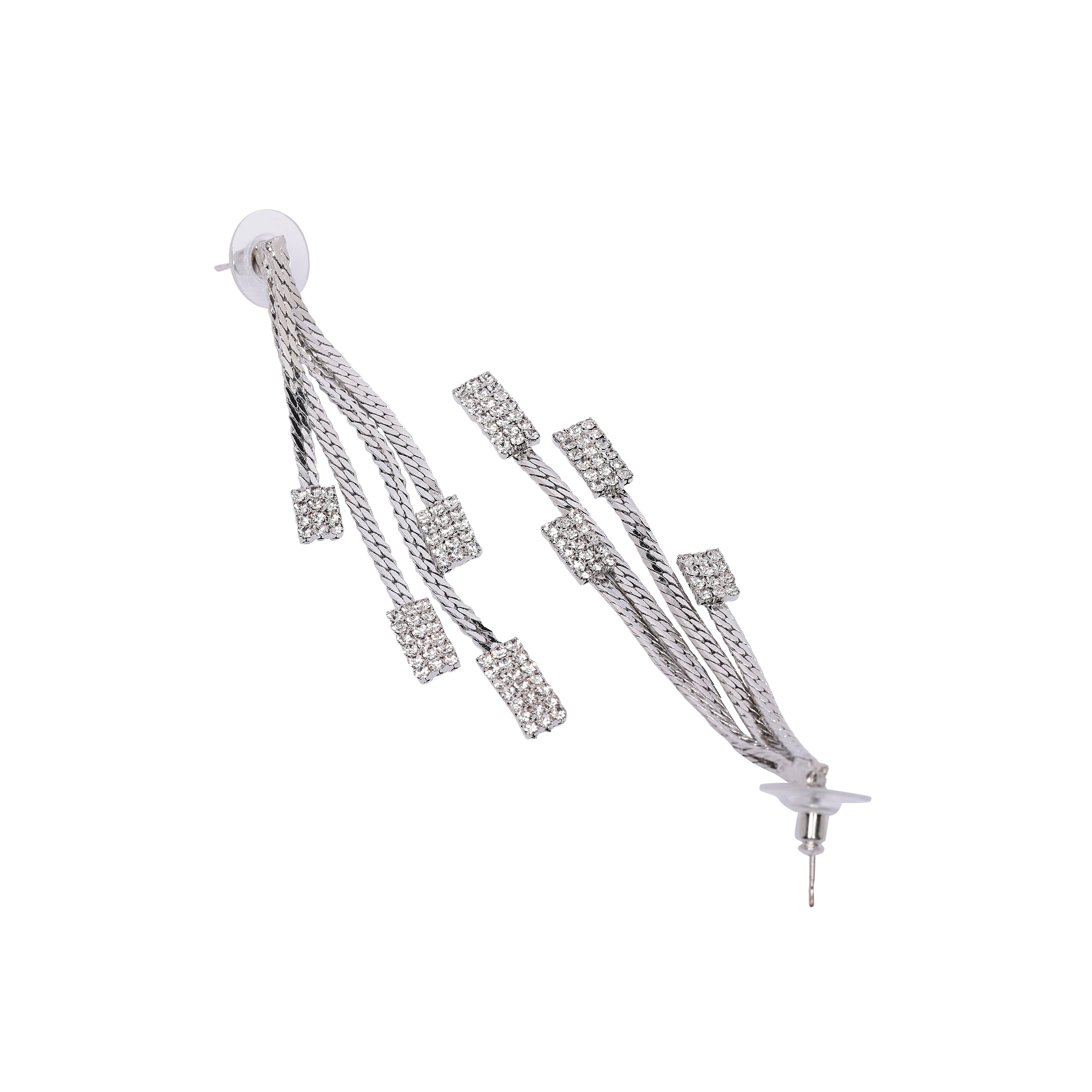 AGP PARIS Womens Square Stone Chain Drop Earrings