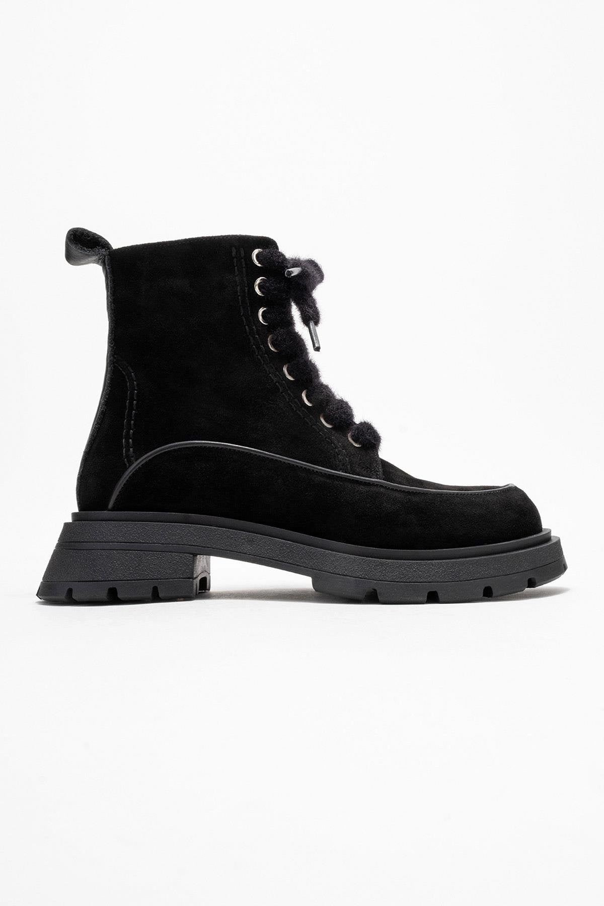 Forever & Always Womens Mina Leather Combat Boots